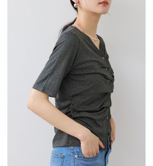VIS「【WEB限定】フロントシャーリングトップス」|Tシャツ・カットソー|