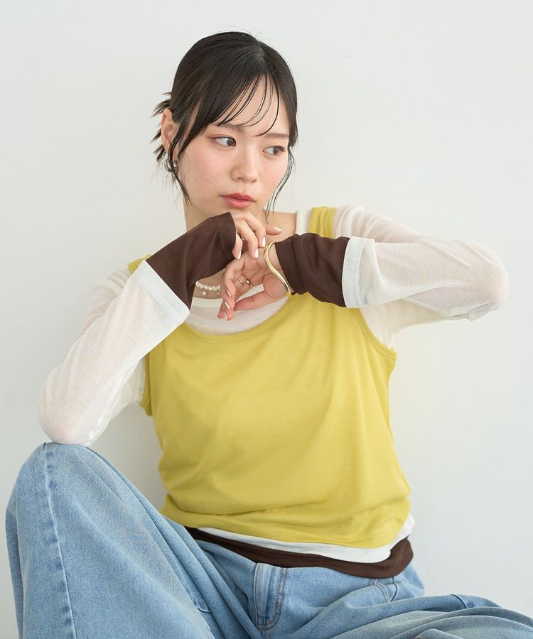 earth music&ecology「SET2点ハイショクシアータンクトップ+ロンT」|Tシャツ・カットソー|