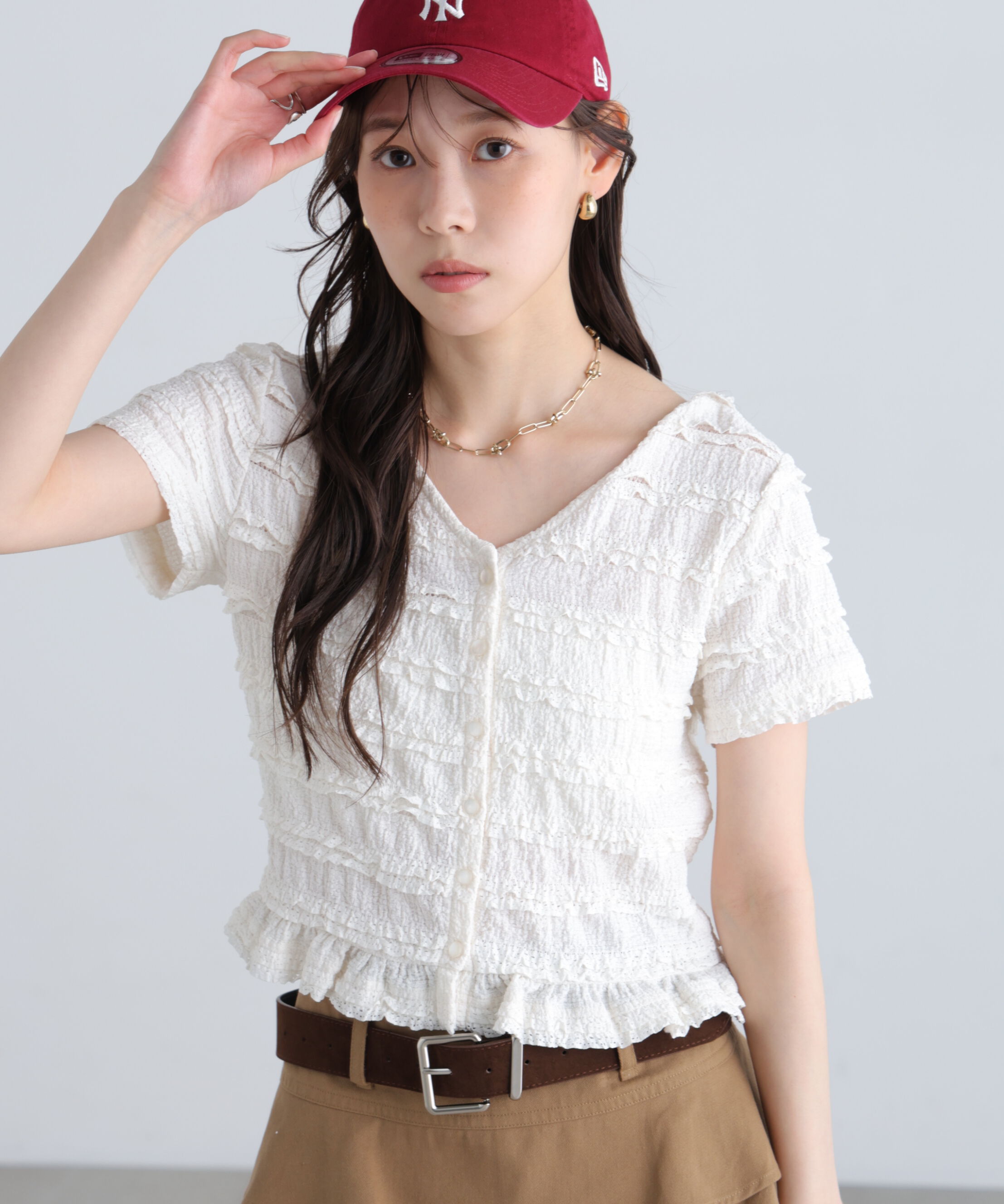  「前後2wayティアードフリル半袖カットソー」|Tシャツ・カットソー|