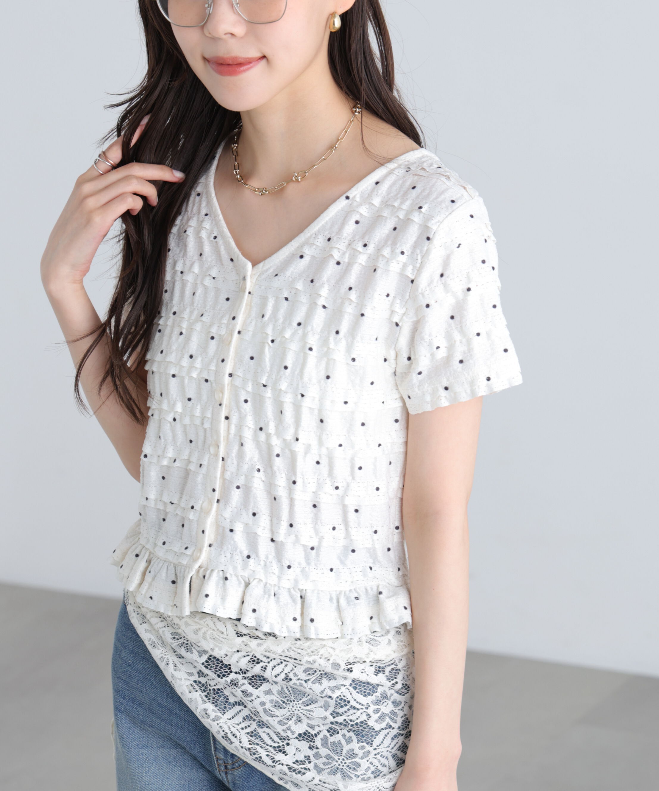  「前後2wayティアードフリル半袖カットソー」|Tシャツ・カットソー|