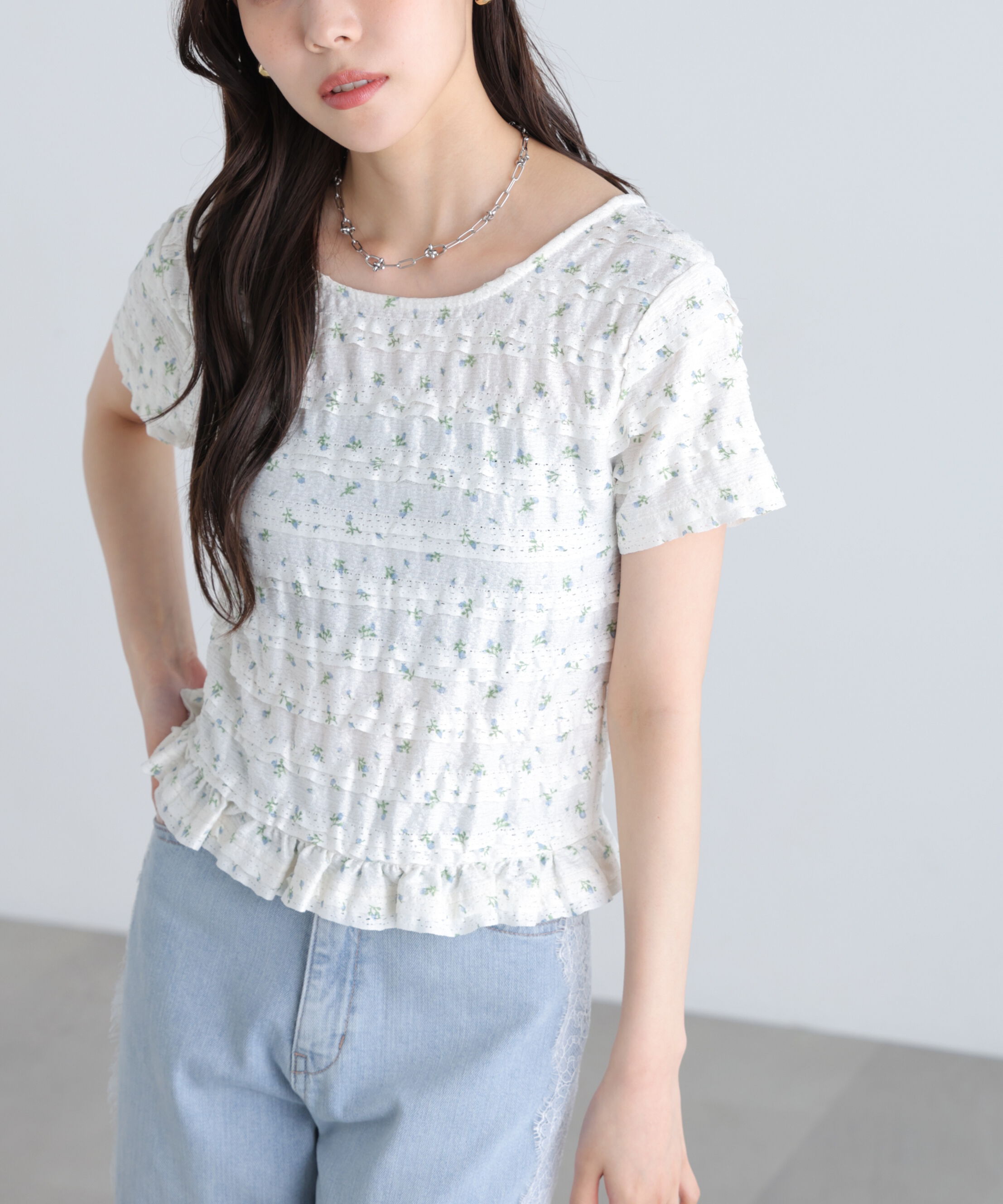  「前後2wayティアードフリル半袖カットソー」|Tシャツ・カットソー|