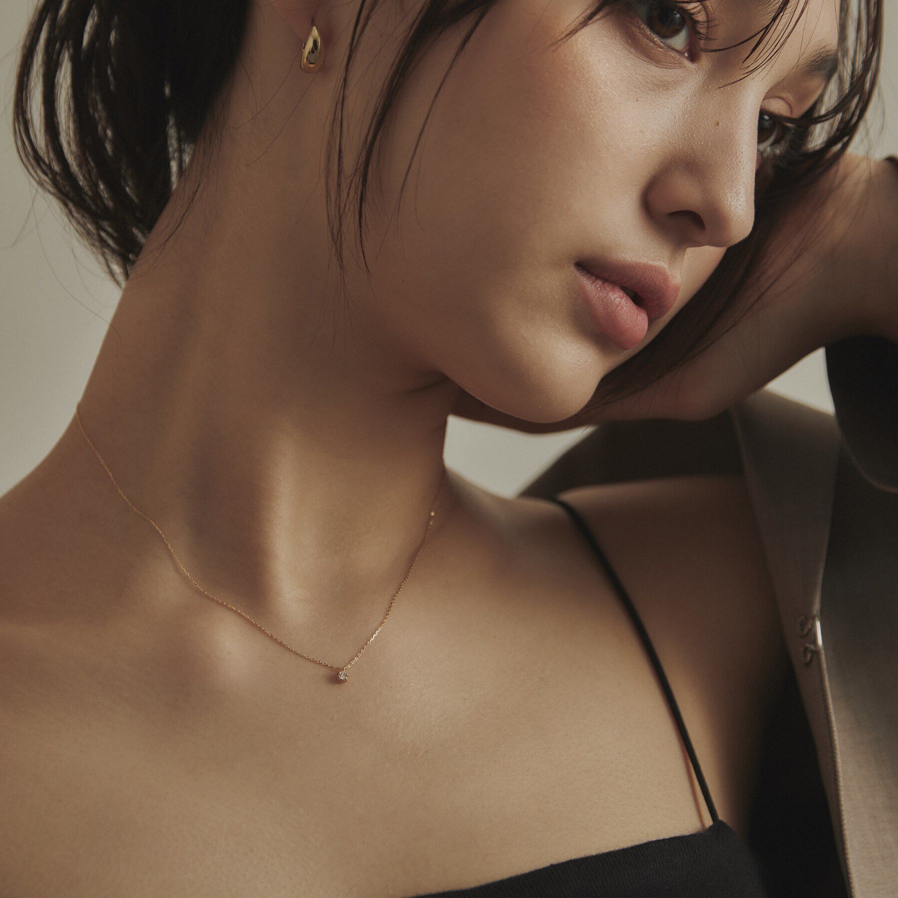 COCOSHNIK「K18ダイヤモンド 6本爪 ネックレス（小）」|ネックレス|