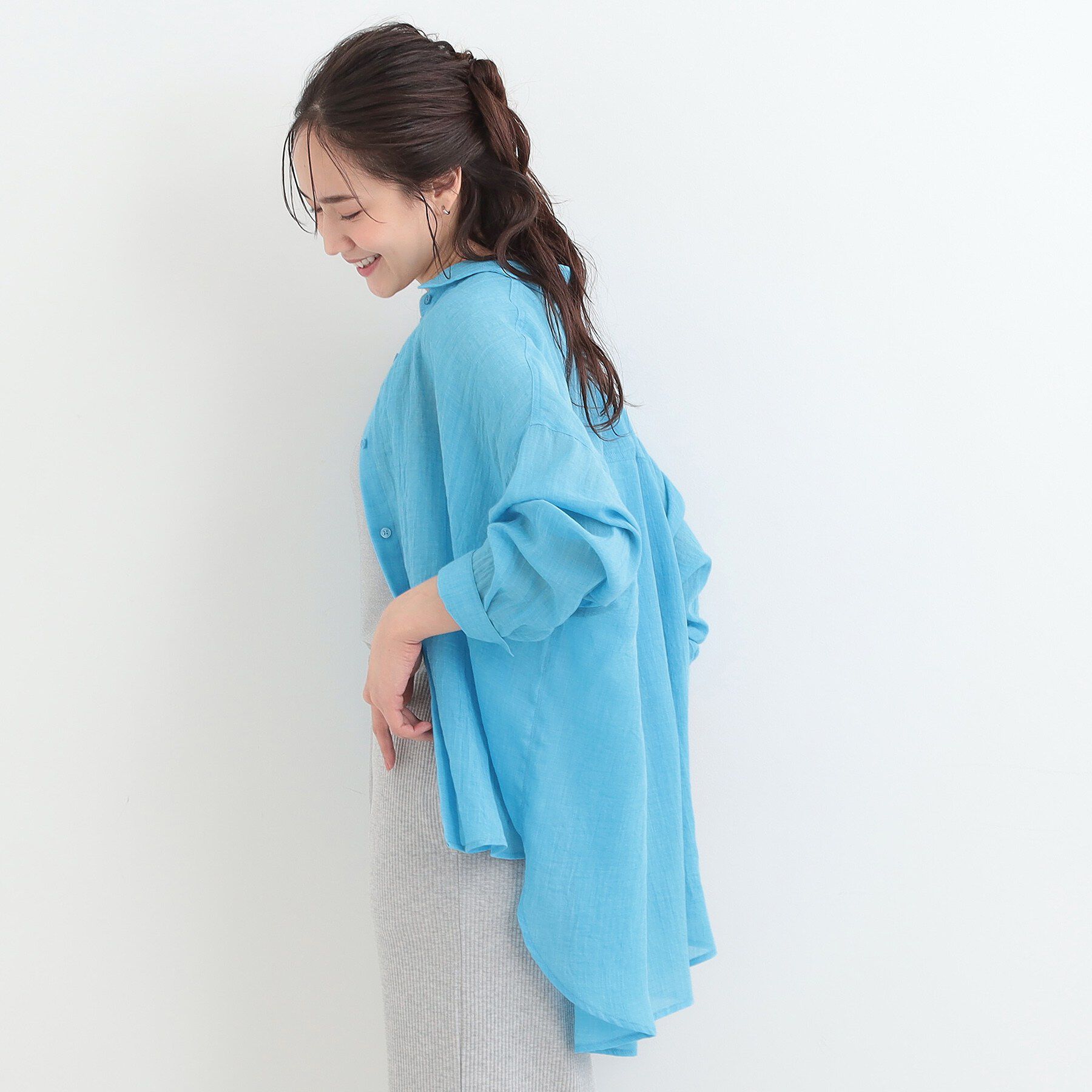 SHOO･LA･RUE「【体型カバー】ふんわり質感 やわらかこなれシアーシャツ」|シャツ・ブラウス|