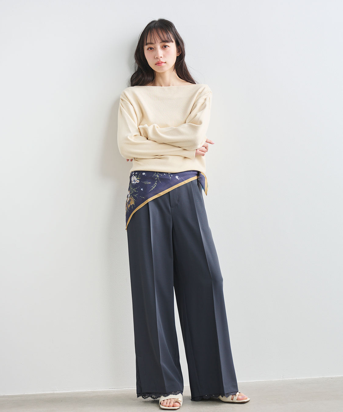 COCO DEAL「ヘムレースストレートパンツ」|スラックス|