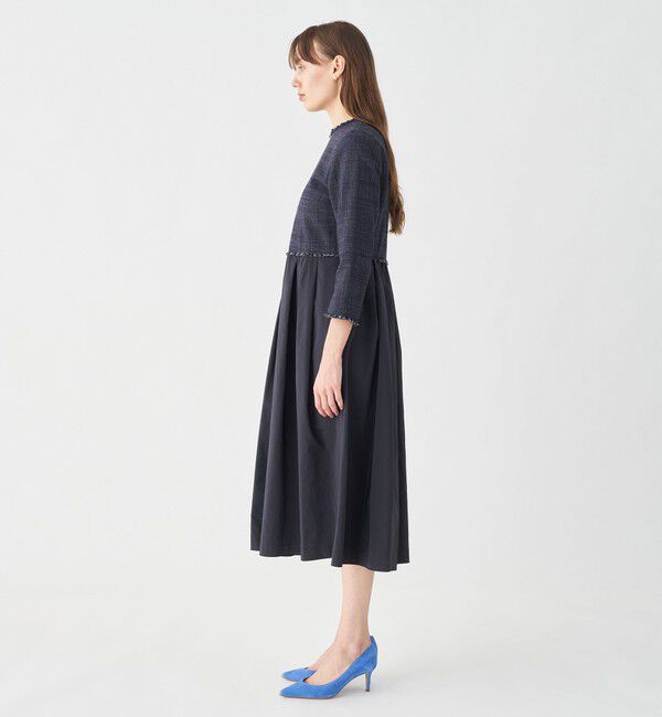 Ballsey「ロングスラブツイード マテリアルコンビワンピース」|ワンピース|