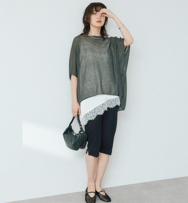  「【レイヤードで差がつく/長さ調節可能/手洗い可】バイアスヘムレースキャミソール」|シャツ・ブラウス|