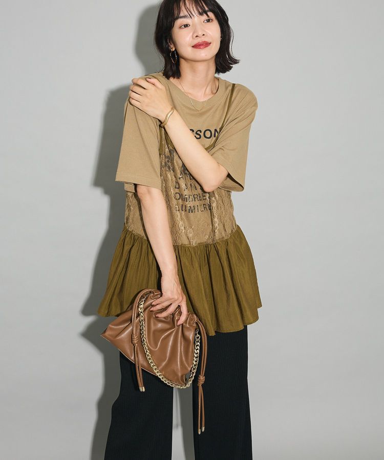 Green Parks「SET2点フォトＴシャツ+レースキャミビスチェ」|Tシャツ・カットソー|