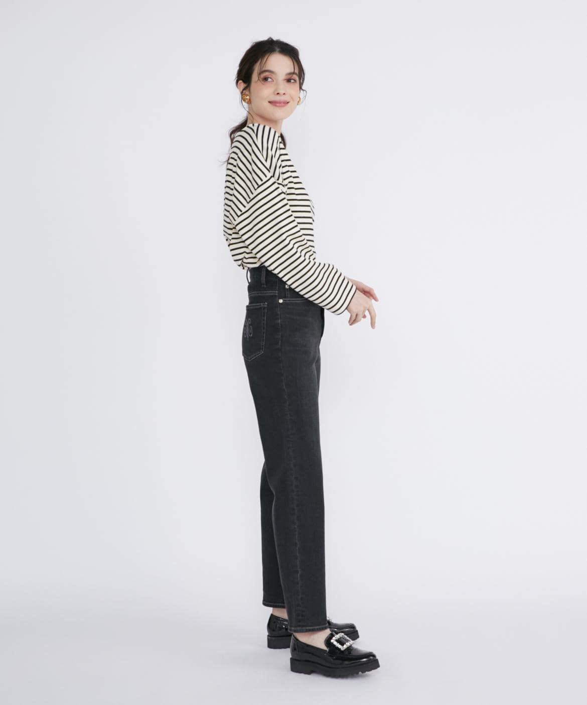 Maglie le cassetto「《大きいサイズ》ハイウエストセミワイドジーンズ《Maglie Jeans》」|デニム|