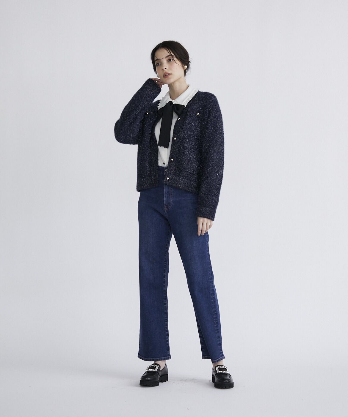 Maglie le cassetto「《大きいサイズ》ハイウエストセミワイドジーンズ《Maglie Jeans》」|デニム|