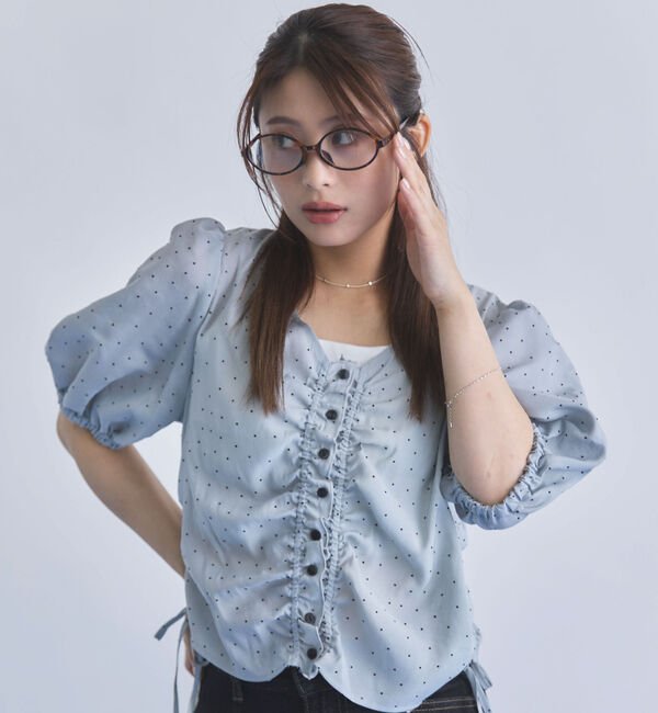 archives「シュシュ付ギャザータックドットＢＬ」|シャツ・ブラウス|GRAY
