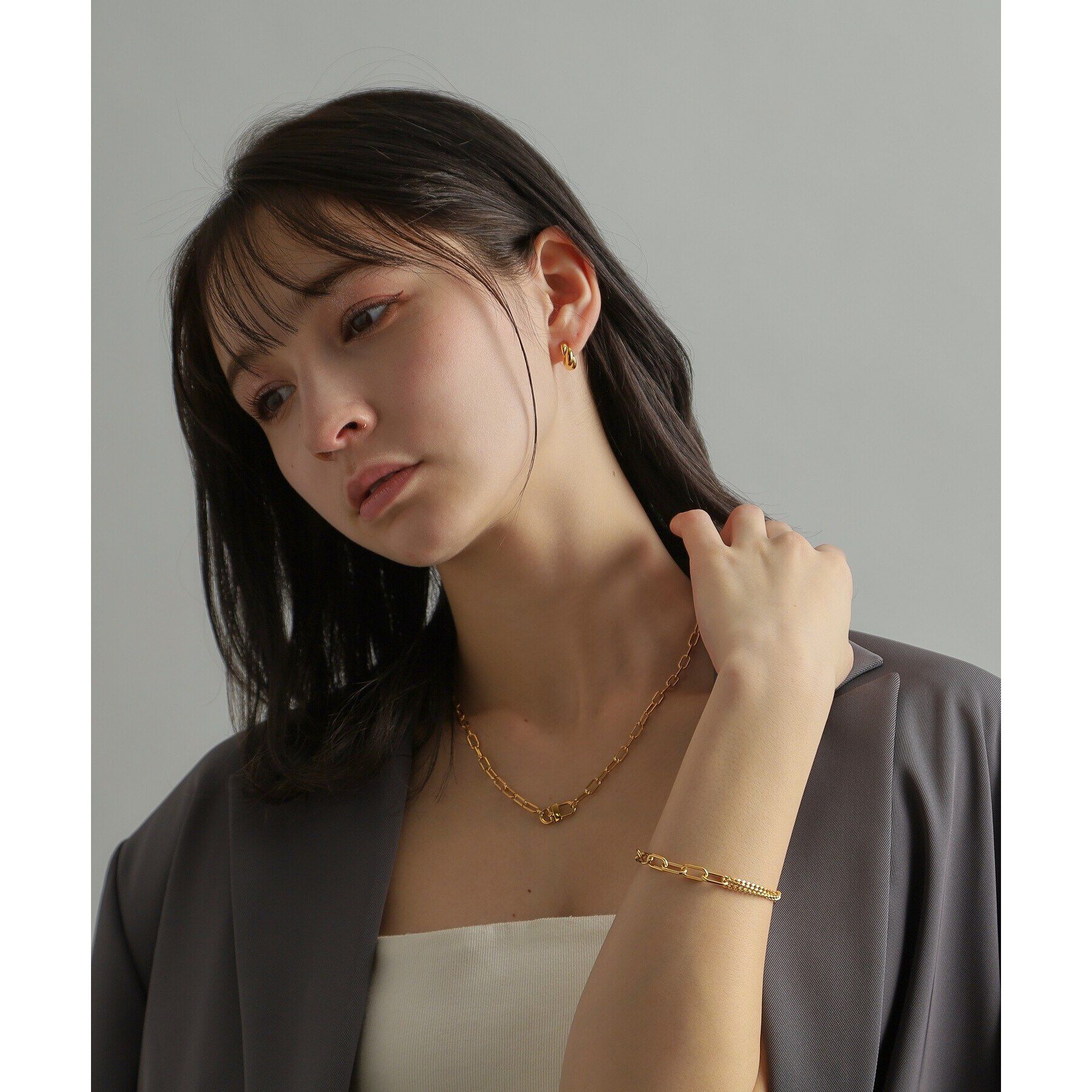 COCOSHNIK ONKITSCH「シルバー スモールフープ クロワッサンピアス GP」|ピアス|