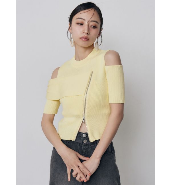 MURUA「ショルダーカットZIPハーフニット」|ニット・セーター|