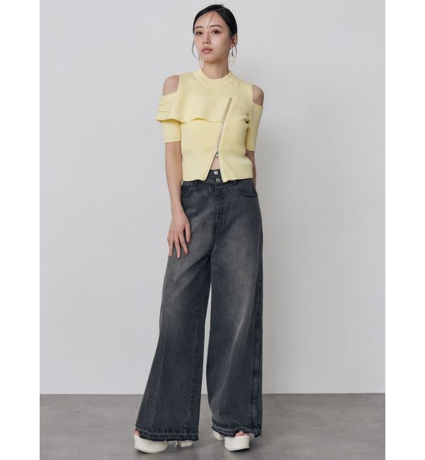 MURUA「ショルダーカットZIPハーフニット」|ニット・セーター|