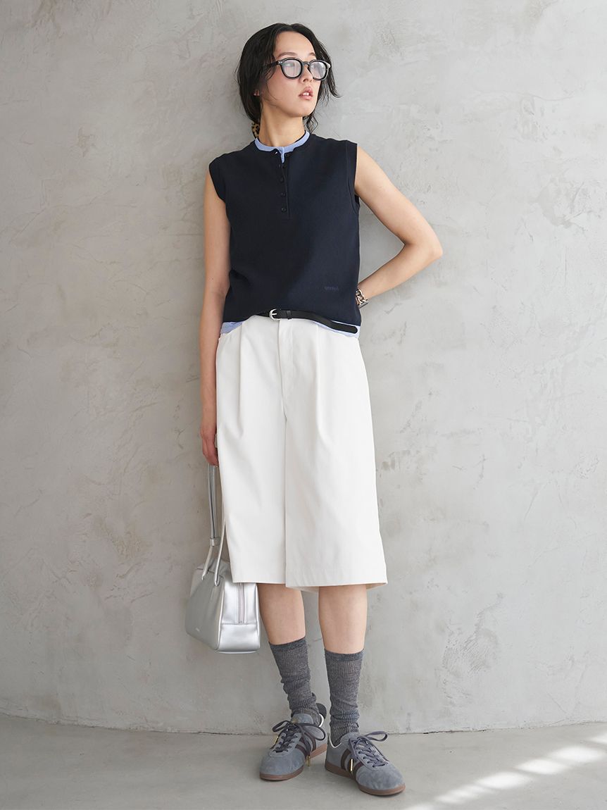 emmi atelier「レイヤードライクノースリーブニットベスト」|ニット・セーター|