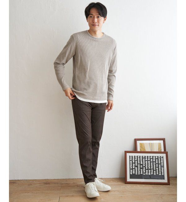 ikka「メランジワッフルフェイクロンT」|Tシャツ・カットソー|