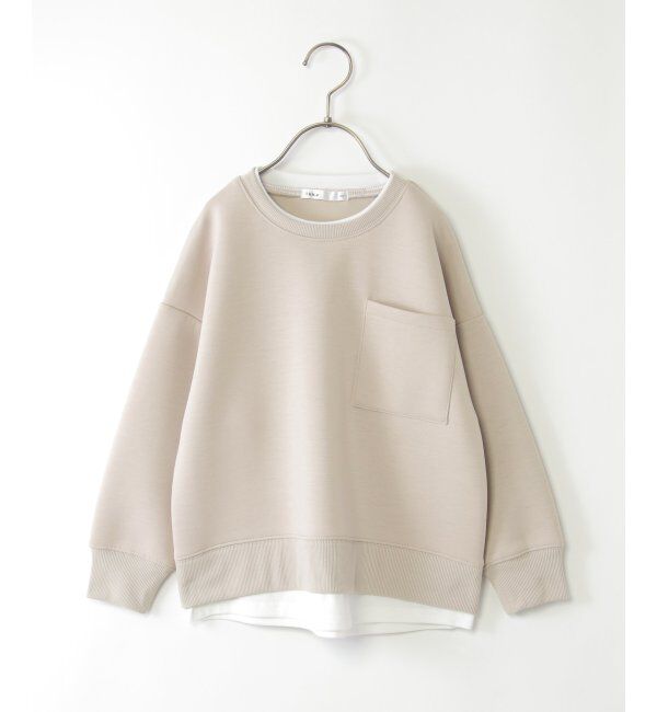 ikka kids「【洗濯機で洗える／親子おそろい】GOKU楽ダンボールレイヤープルオーバー（120~160cm）」|Tシャツ・カットソー|ベージュ