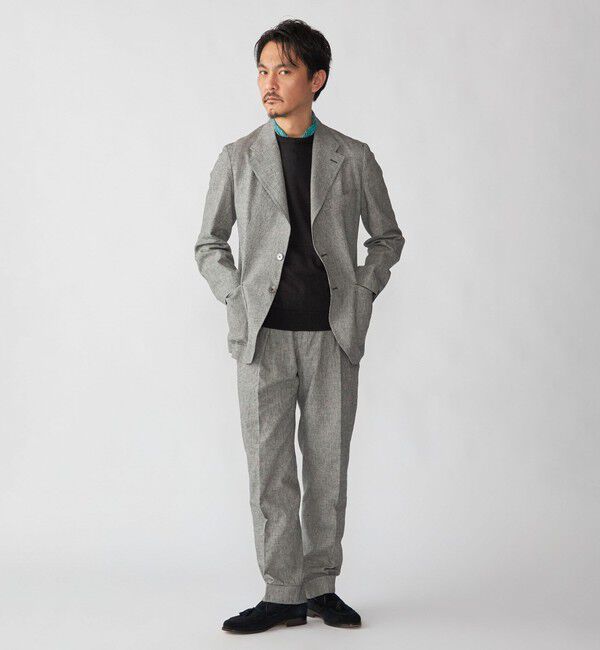 SHIPS「【SHIPS別注】Errico Formicola: VITO リネン コットン ハウンドトゥース スラックス」|スラックス|
