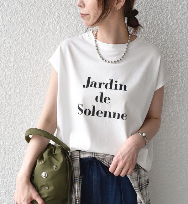 SHIPS Colors 「《予約》SHIPS Colors:〈接触冷感・UVカット〉フレンチスリーブ SOLENNE ロゴT◆」|Tシャツ・カットソー|オフホワイト
