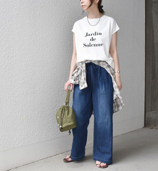 SHIPS Colors 「《予約》SHIPS Colors:〈接触冷感・UVカット〉フレンチスリーブ SOLENNE ロゴT◆」|Tシャツ・カットソー|