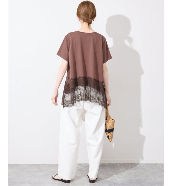 SLOBE IENA「《シリーズあり》レースコンビハーフスリーブカットソー」|Tシャツ・カットソー|