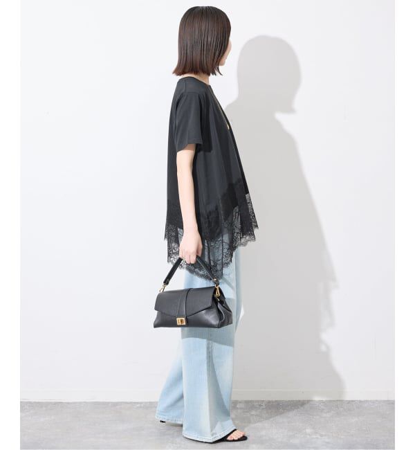 SLOBE IENA「《シリーズあり》レースコンビハーフスリーブカットソー」|Tシャツ・カットソー|