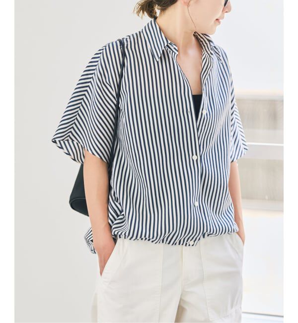 Spick and Span「エアリーストライプドルマンシャツ」|シャツ・ブラウス|ネイビーベース