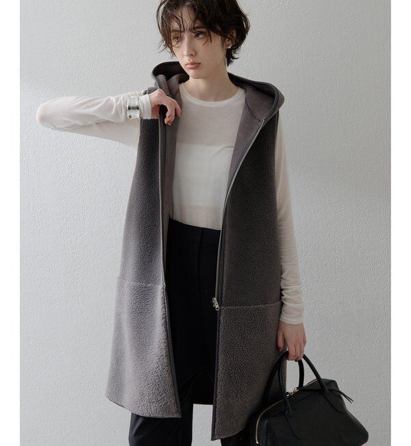 THE PAUSE「＜WEB限定＞【THE PAUSE】ボアフードロングジレ」|ベスト・ジレ|