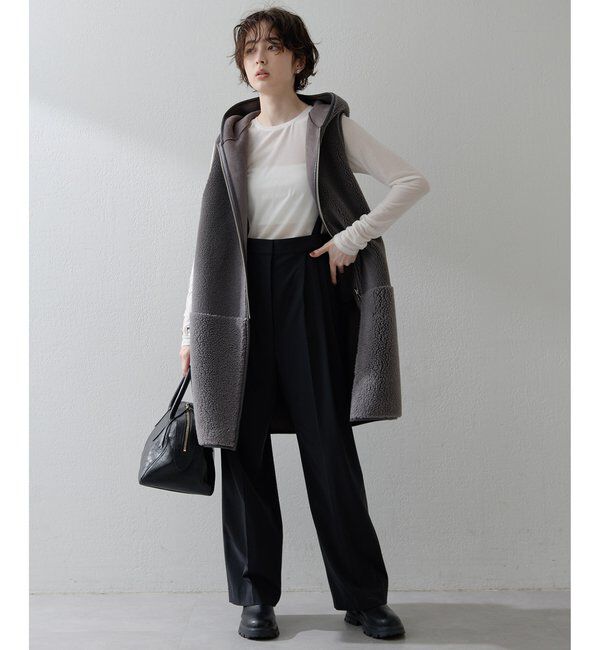 THE PAUSE「＜WEB限定＞【THE PAUSE】ボアフードロングジレ」|ベスト・ジレ|