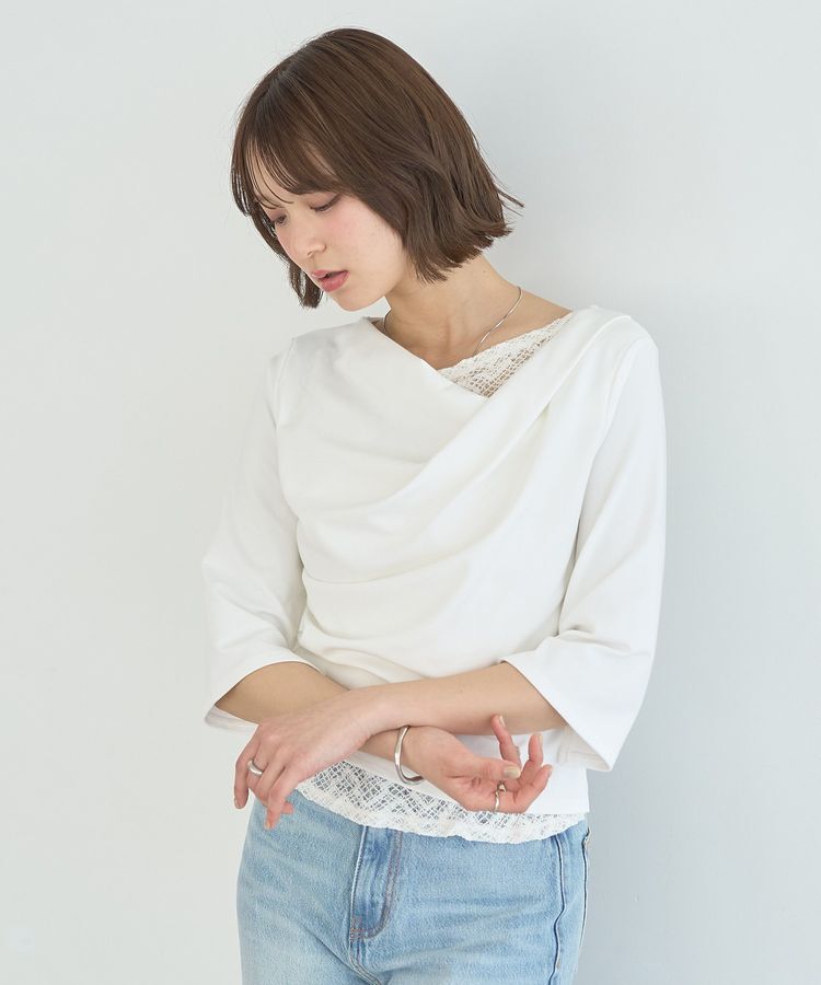 earth music&ecology「レースレイヤードドレーププルオーバー」|Tシャツ・カットソー|