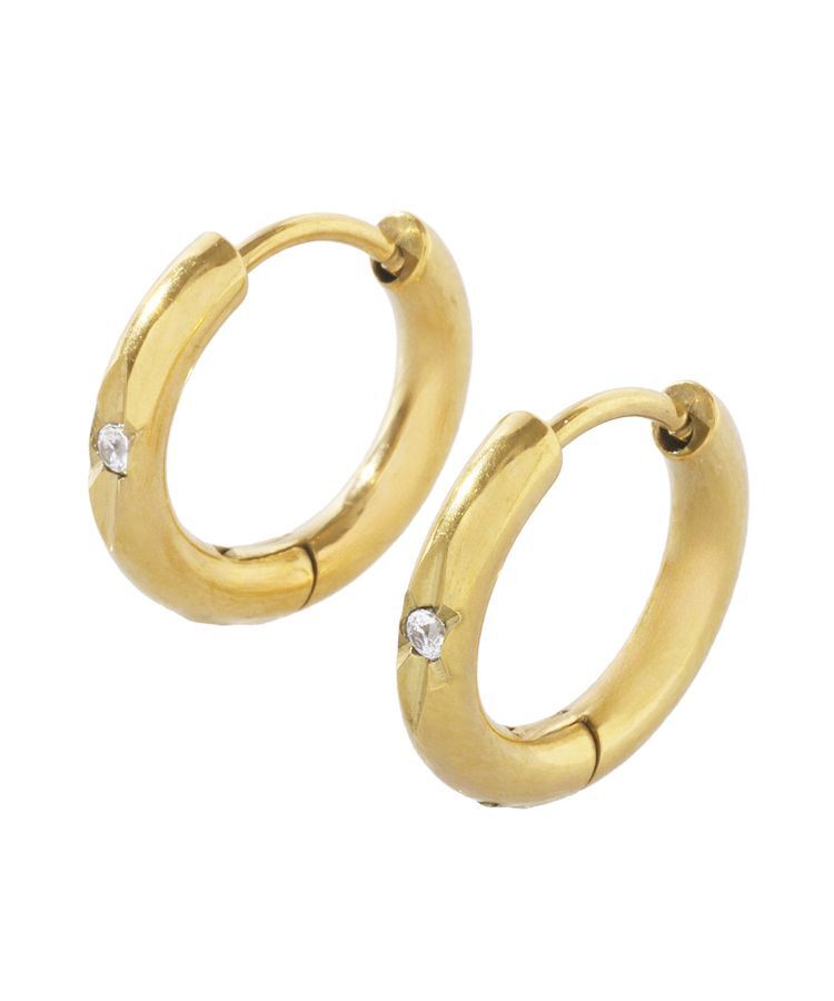 Green Parks「【ステンレス】ストーンデザインフープピアス」|ピアス|Gold