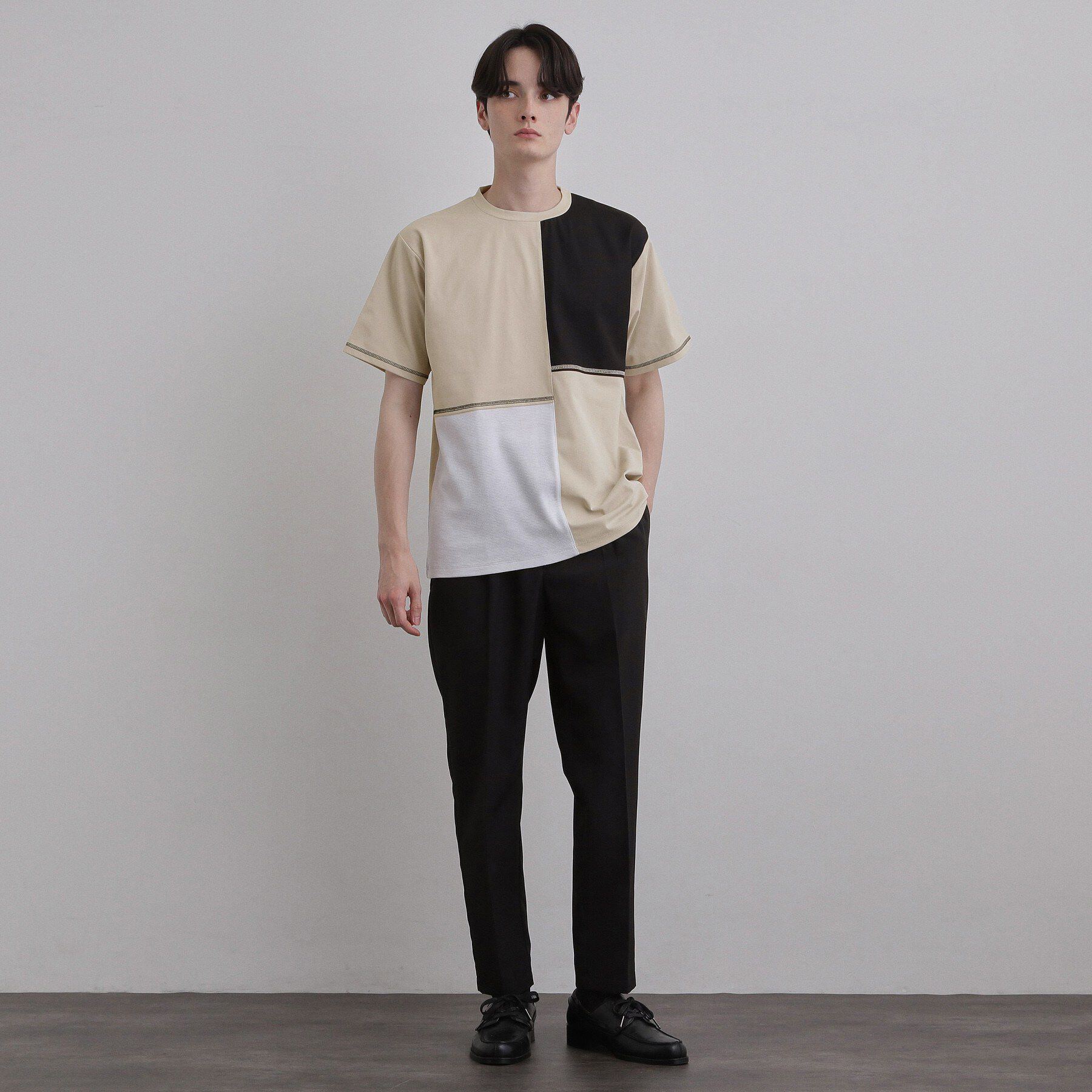 tk.TAKEO KIKUCHI「異素材ブロック切替Tシャツ」|Tシャツ・カットソー|
