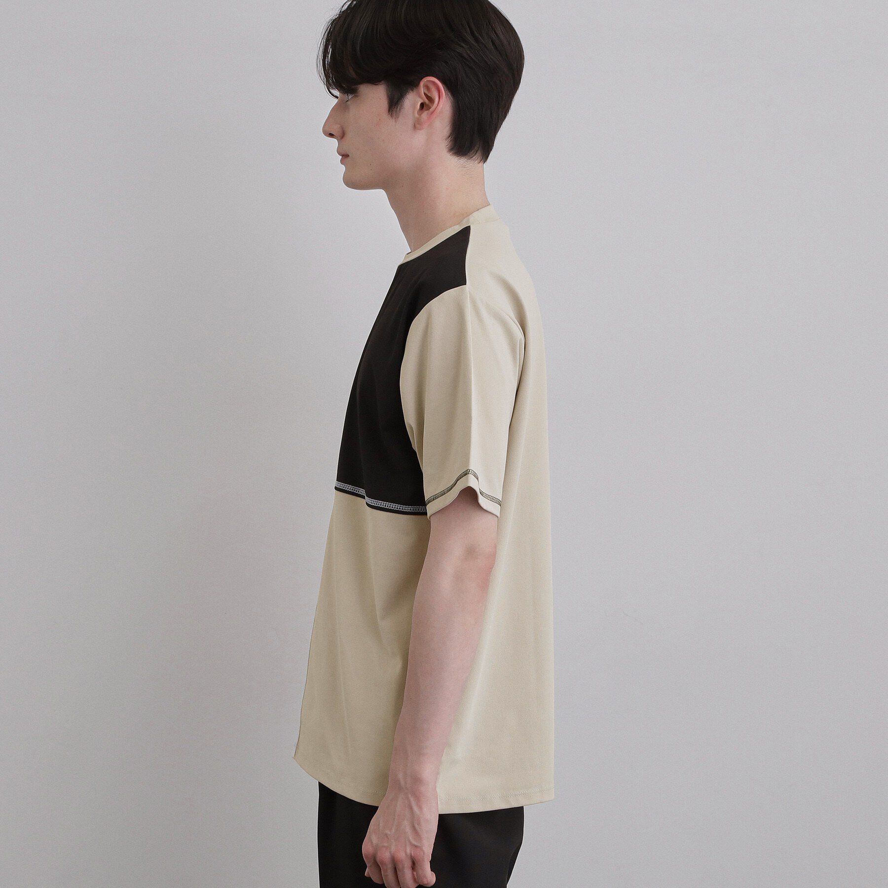 tk.TAKEO KIKUCHI「異素材ブロック切替Tシャツ」|Tシャツ・カットソー|