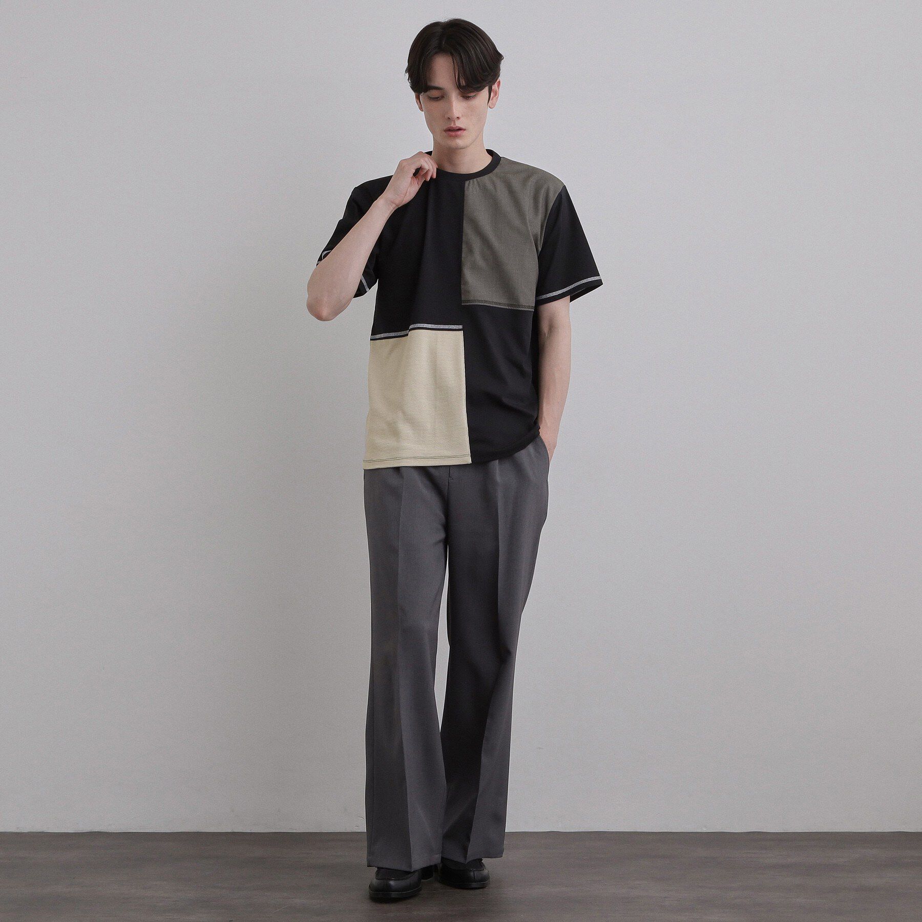 tk.TAKEO KIKUCHI「異素材ブロック切替Tシャツ」|Tシャツ・カットソー|