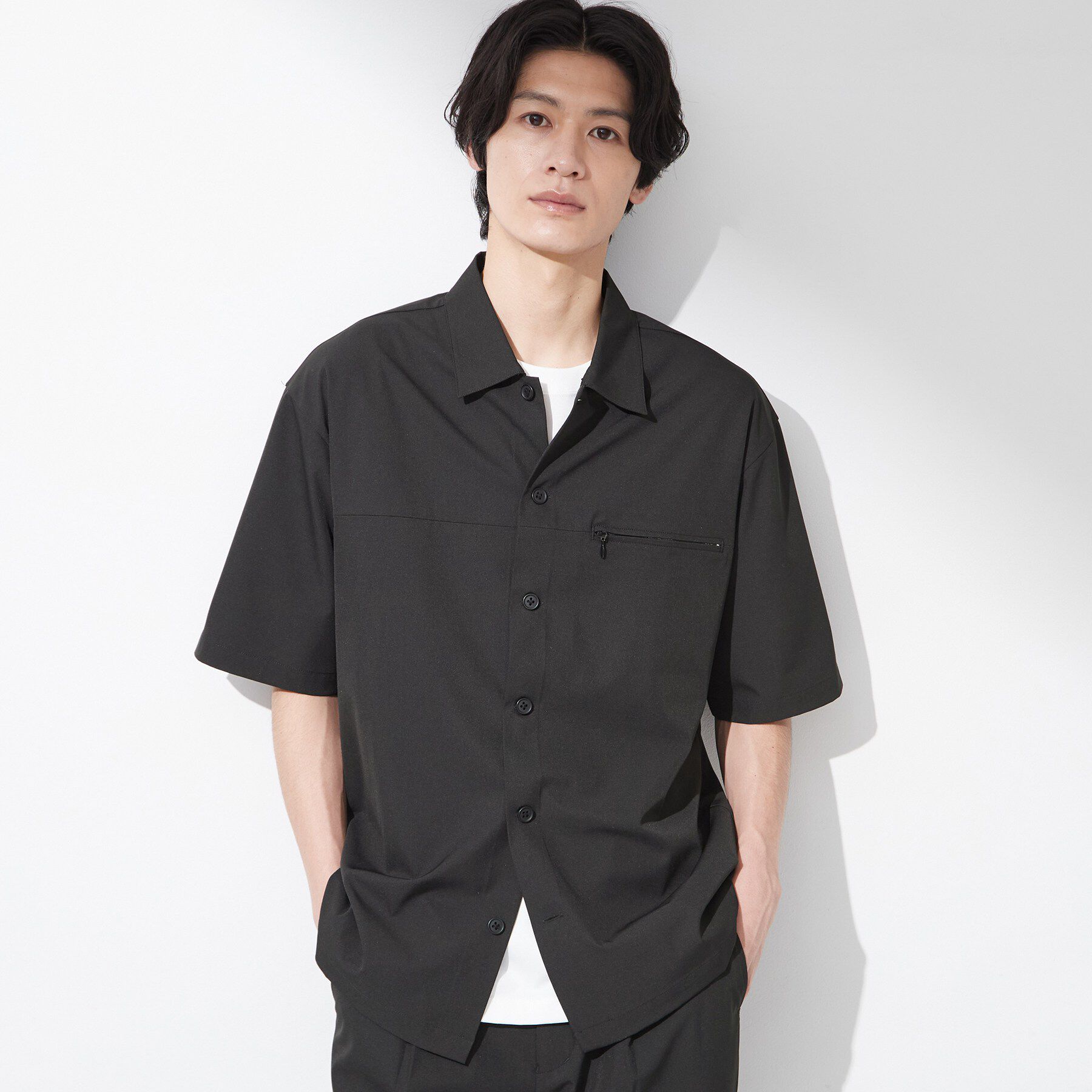 THE SHOP TK「【吸水速乾／接触冷感／防シワ／マシンウォッシャブル】ハイドロクール 半袖シャツ」|シャツ・ブラウス|ブラック(019)