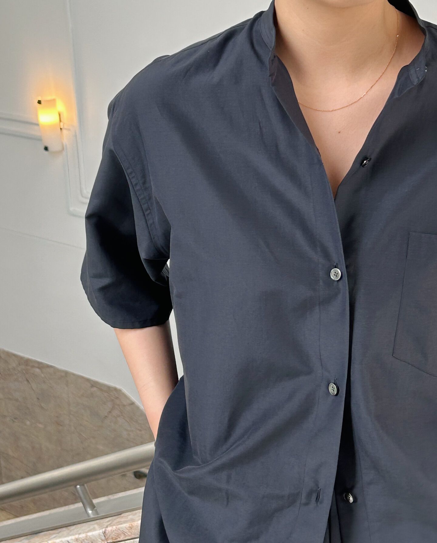 YLEVE 「YLEVE / SILK COTTON CLOTH BIO SUEDE SHIRT」|シャツ・ブラウス|