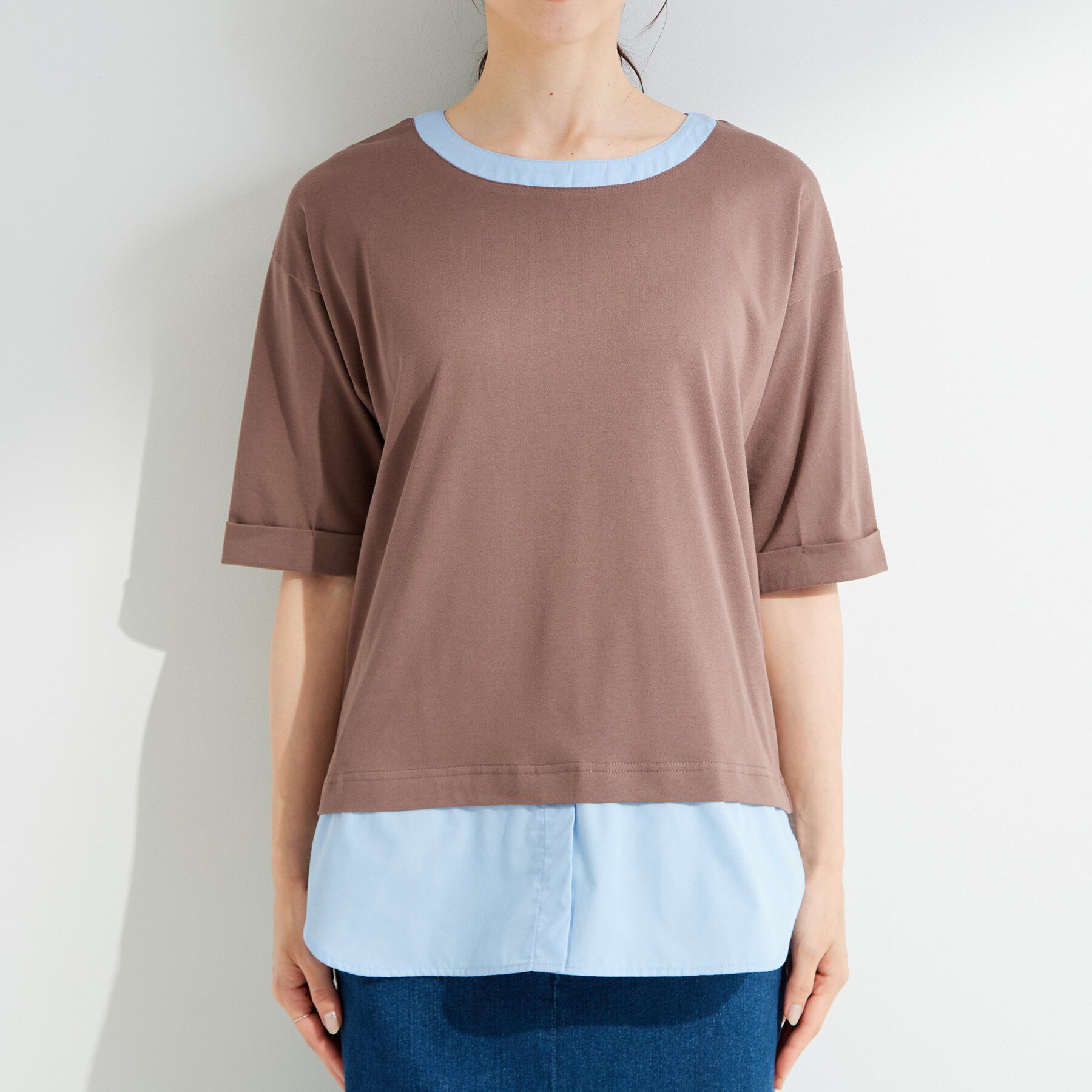 SHOO･LA･RUE「シャツドッキングカットソー」|Tシャツ・カットソー|