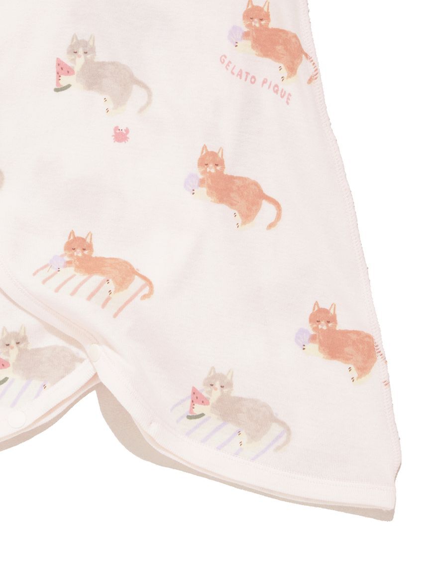 GELATO PIQUE KIDS & BABY「【新生児】シーサイドキャット柄コンビ肌着」|ロンパース|