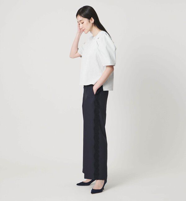 UNITED ARROWS「レース コンビ ストレートパンツ」|スラックス|