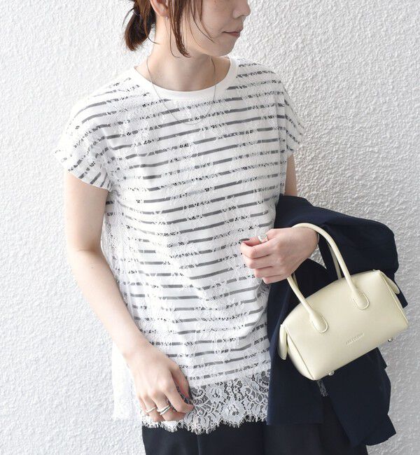 SHIPS Colors 「SHIPS Colors:〈手洗い可能〉フリンジ レース レイヤード TEE」|Tシャツ・カットソー|