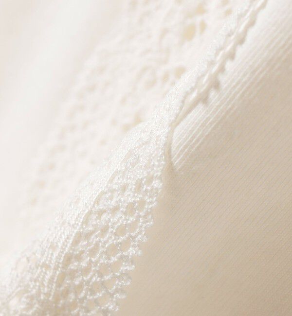 SHIPS for women「【SHIPS別注】assiette: 〈手洗い可能〉レース コンビ フレンチ スリーブ」|Tシャツ・カットソー|
