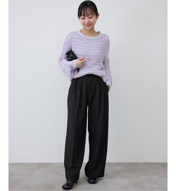 SLOBE IENA「《4サイズ展開》ベルテット2タックストレートパンツ」|スラックス|