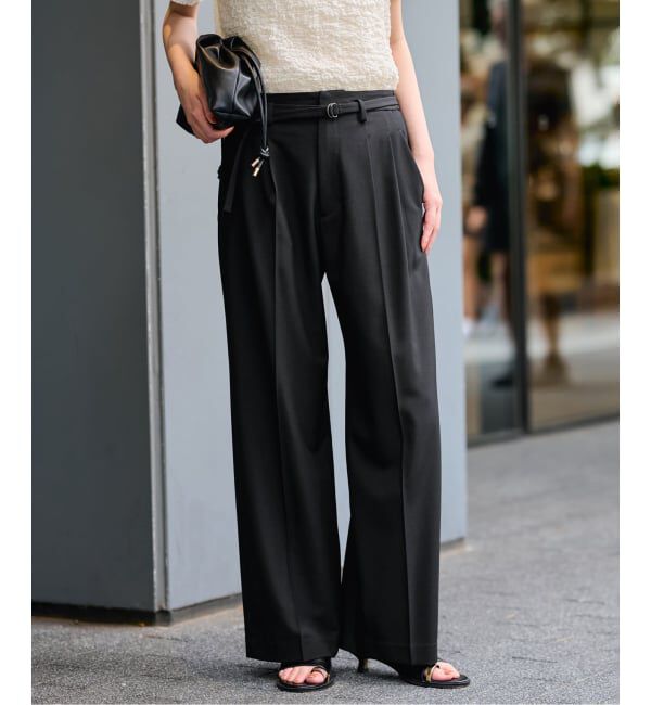 SLOBE IENA「《4サイズ展開》ベルテット2タックストレートパンツ」|スラックス|