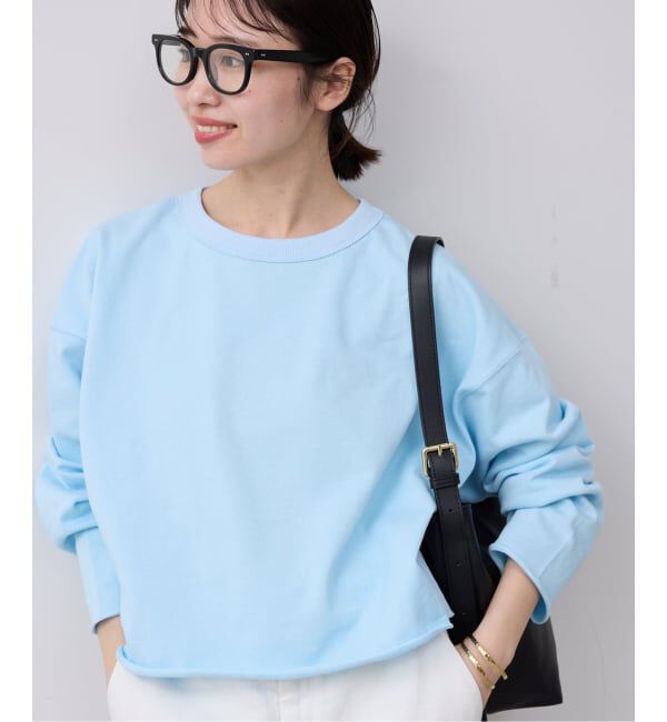 SLOBE IENA「ミニ裏毛カットオフショートプルオーバー」|Tシャツ・カットソー|サックスブルー