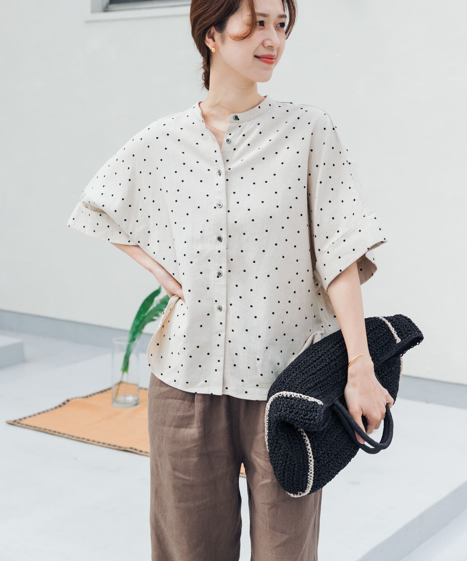 URBAN RESEARCH DOORS「リネンリヨセルドットドルマンシャツ」|シャツ・ブラウス|