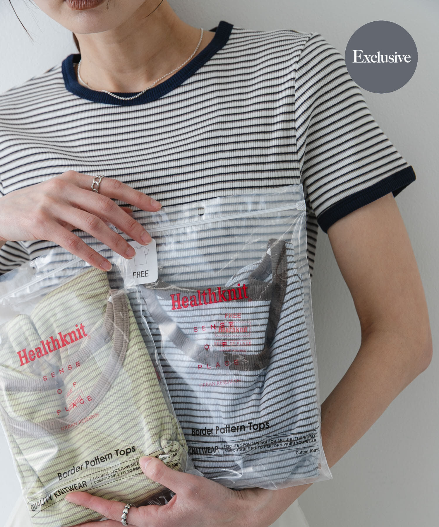 SENSE OF PLACE by URBAN RESEARCH「『別注』Healthknit&times;SENSE OF PLACE ボーダーTシャツ」|Tシャツ・カットソー|ホワイト系その他