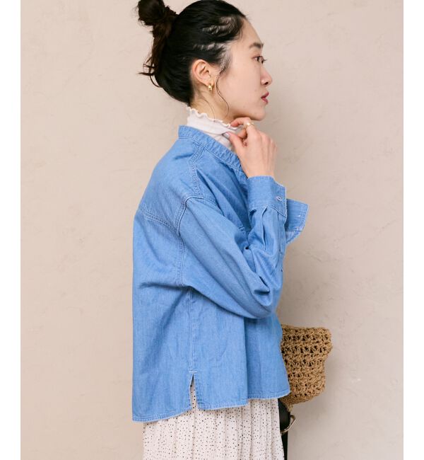  「スタンドネックパールボタンシャツ」|シャツ・ブラウス|