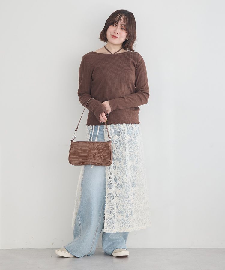 earth music&ecology「セルフカットワイドデニムパンツ」|デニム|