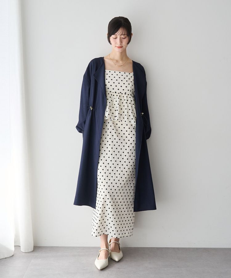 YECCA VECCA「ノーカラーラペルロングコート」|ノーカラーコート|