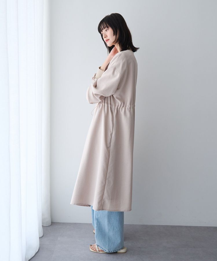 YECCA VECCA「ノーカラーラペルロングコート」|ノーカラーコート|