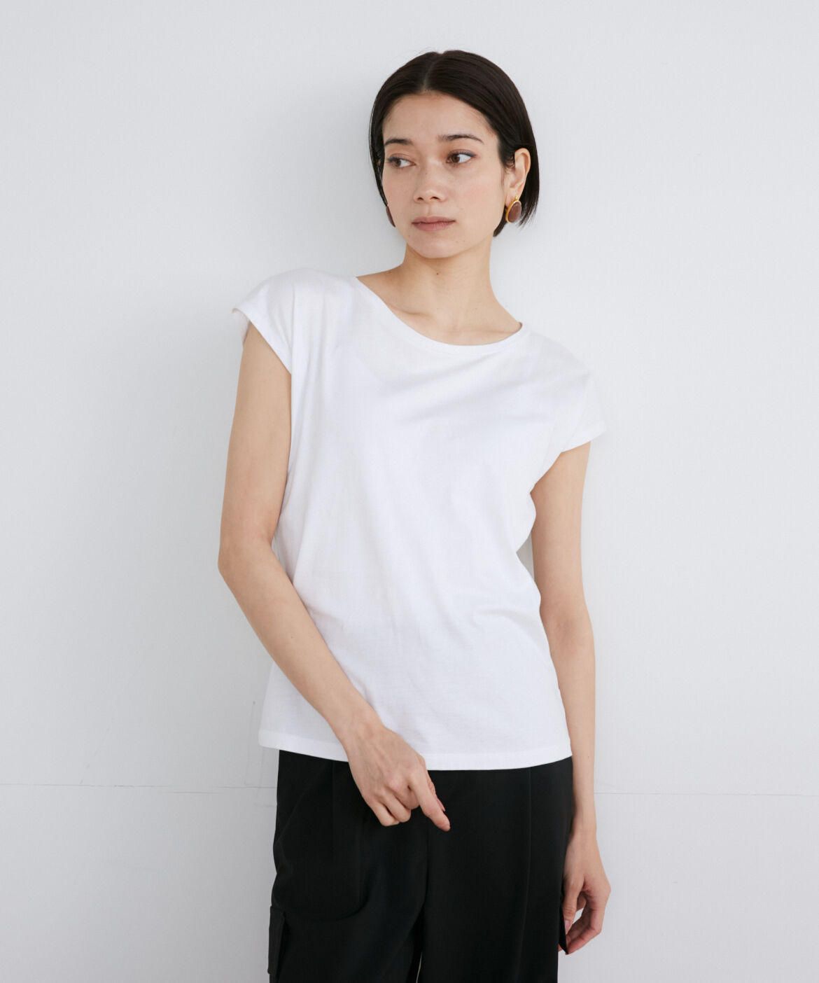 INED「フレンチスリーブTシャツ《スビン綿MIX天竺/A-GIRL&rsquo;S 》」|Tシャツ・カットソー|
